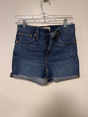 Madewell Dark Blue High-Rise Denim Cutoff Shorts